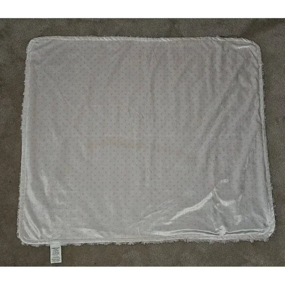 Blankets & Beyond Baby Blanket Pink Rosette Stars White SOFT Fleece Lovey 27x31